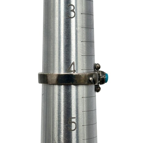 Vintage 925 Sterling Silver with Turquoise Old Pawn Ring - Size 4 - Picture 7 of 7